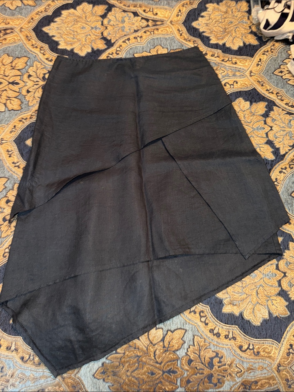 Sisley Black Asymmetrical Layered Midi Skirt